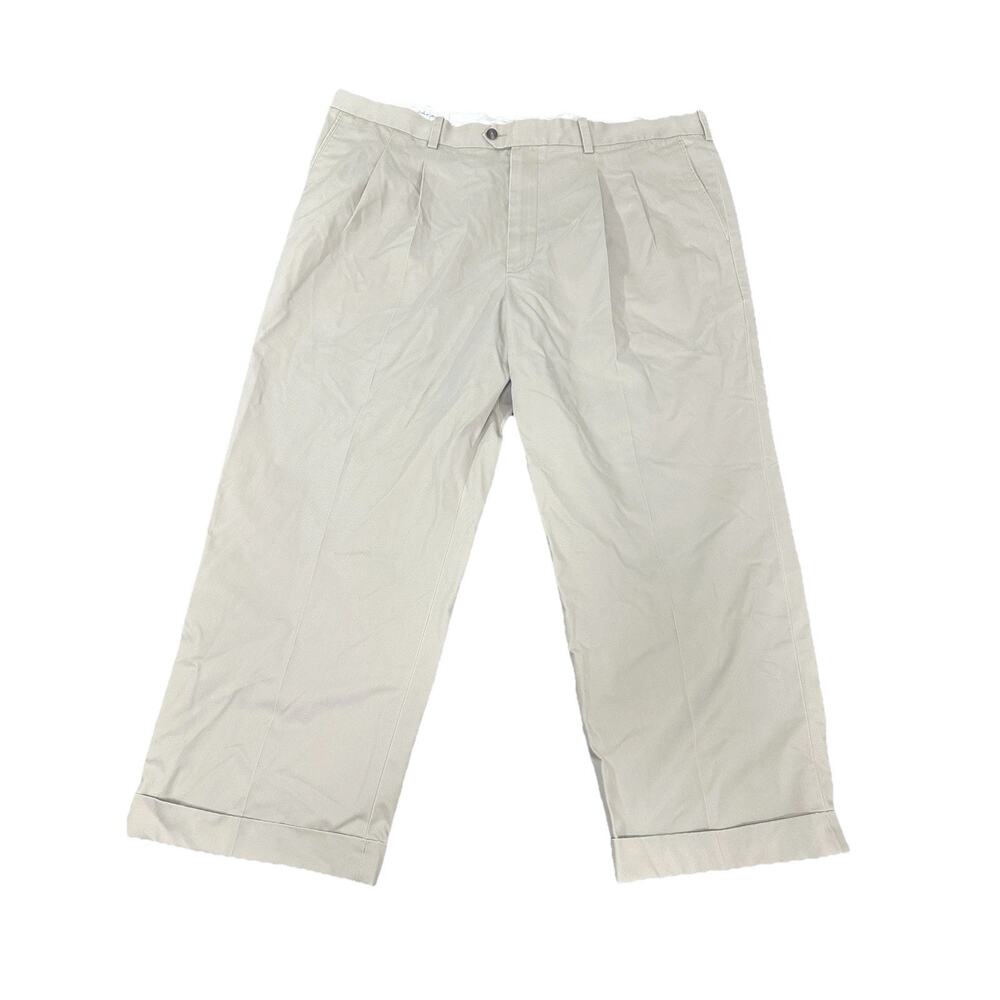 John W. Nordstrom Men’s Pleated Khaki Trousers Wrinkle-Free Supima 44W × 32L